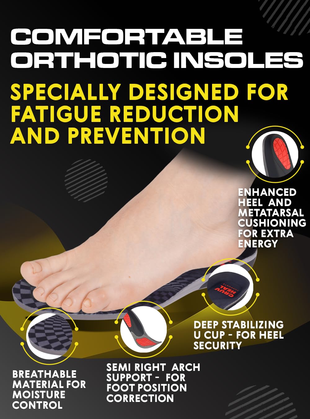 2 Packs of Work Orthotic Insoles - Anti Fatigue Medium Arch Support Shoe Insert Men Women - for Plantar Fasciitis Flat Feet Leg - Relieve Foot Pain - Work Boot Insoles for Standing All Day (Gray, L)