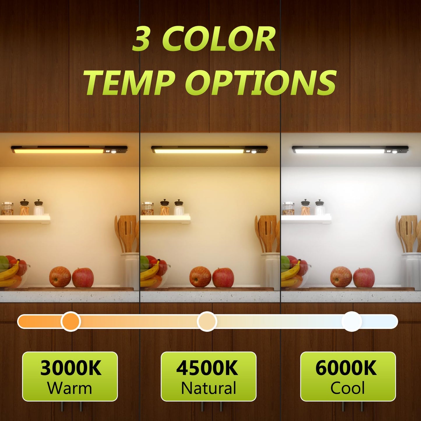 Mpotmiy 6 Pack 10" Under Cabinet Lights with Digital Display,52 LED Rechargeable Motion Sensor Light Indoor,3 Color Temperatures, Magnetic Dimmable Closet Lights, Under Counter Light for Kitchen