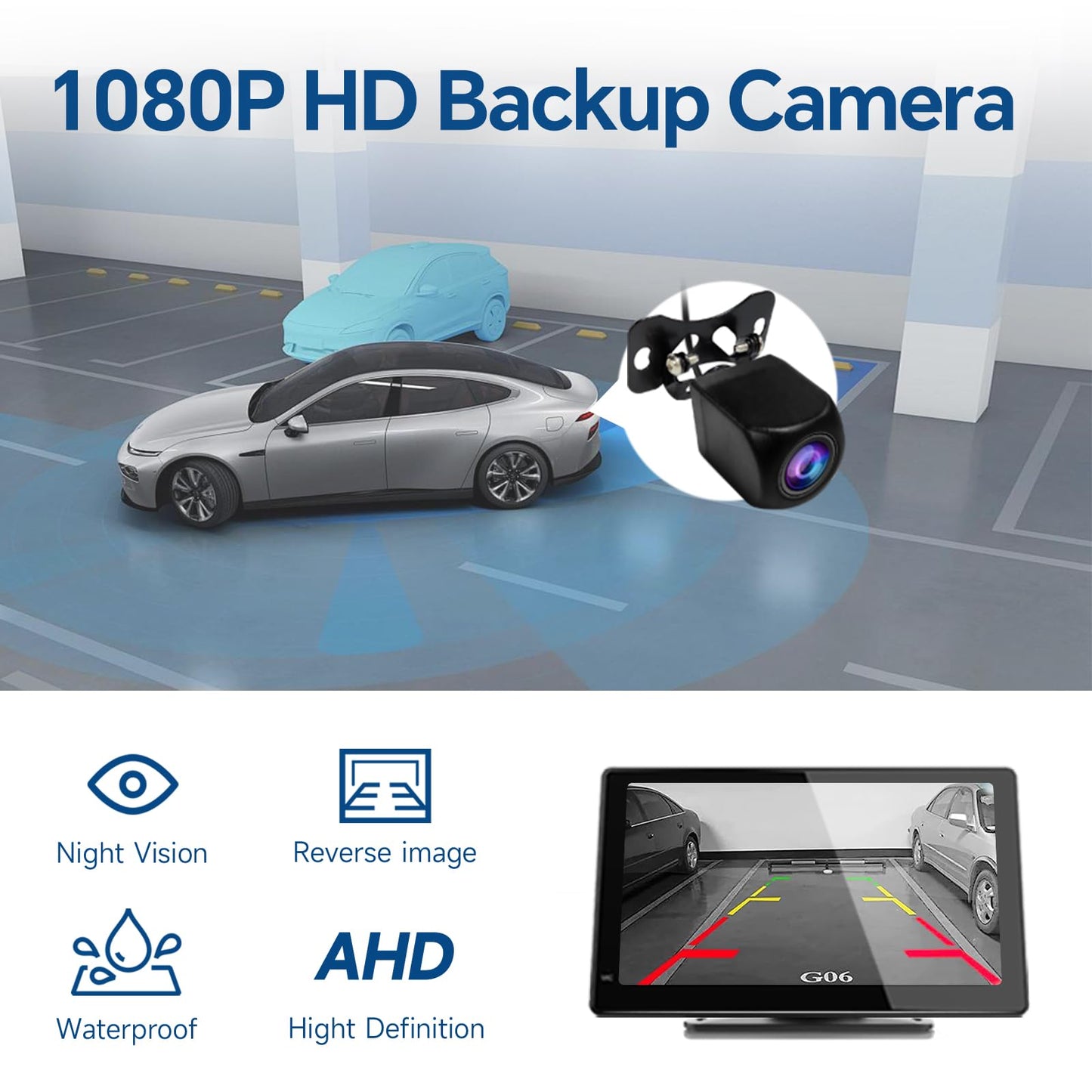 Haudio Portable Wireless Carplay Car Stereo, 7" HD Touchscreen for Car with Apple CarPlay & Android Auto with Backup Camera, GPS, Bluetooth, Voice Control, Mirror Link, FM, AUX, Universal Fit