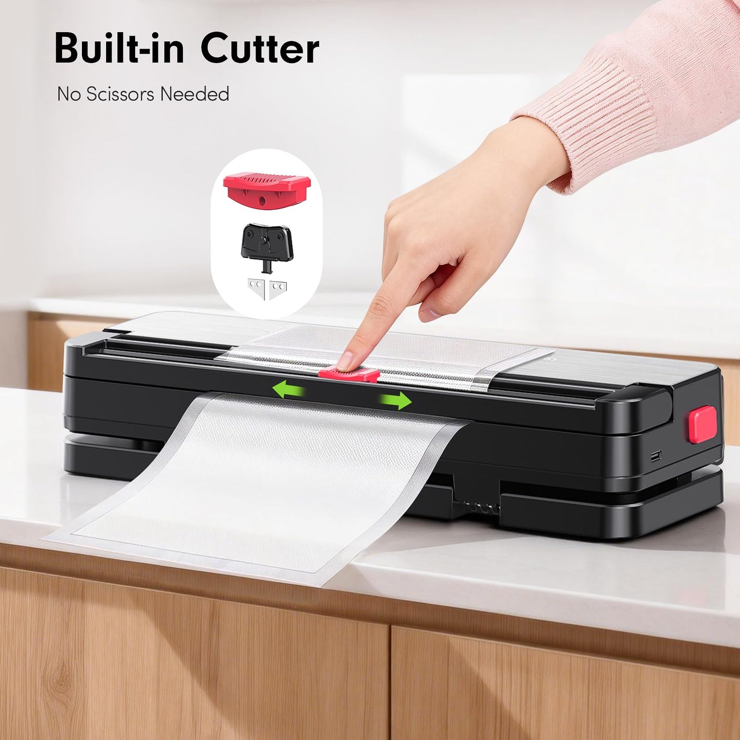 QUWRI Portable Vacuum Sealer for Food Storage: 75kPa Suction Vacuum Sealer Machine - 4000mAh Rechargeable Battery for Home Kitchens Apartments RVs & Travel - Dry & Moist Food Modes, Built-in Cutter