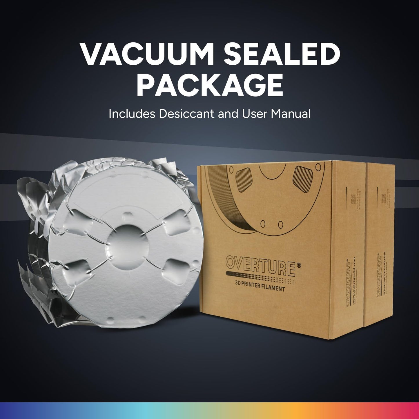 OVERTURE 2KG Bundle PETG 3D Printer Filament 1.75mm, Neatly Wound Durable PETG 2 Pack 1kg(2.2lbs), Strong Toughness Filament, Dimensional Accuracy +/- 0.02mm, Fit Most FDM Printers (Light Gray*2)