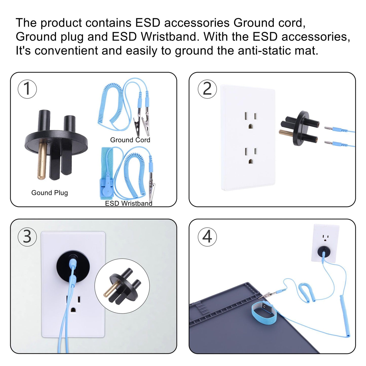 Premium Heat Resistant 932°F 20.7" x 13.4" Magnetic Anti-static Mat with Grounding Accessories, HPFIX ESD Safe Electronics Work Mat for Computer Cell Phone Laptop Repair