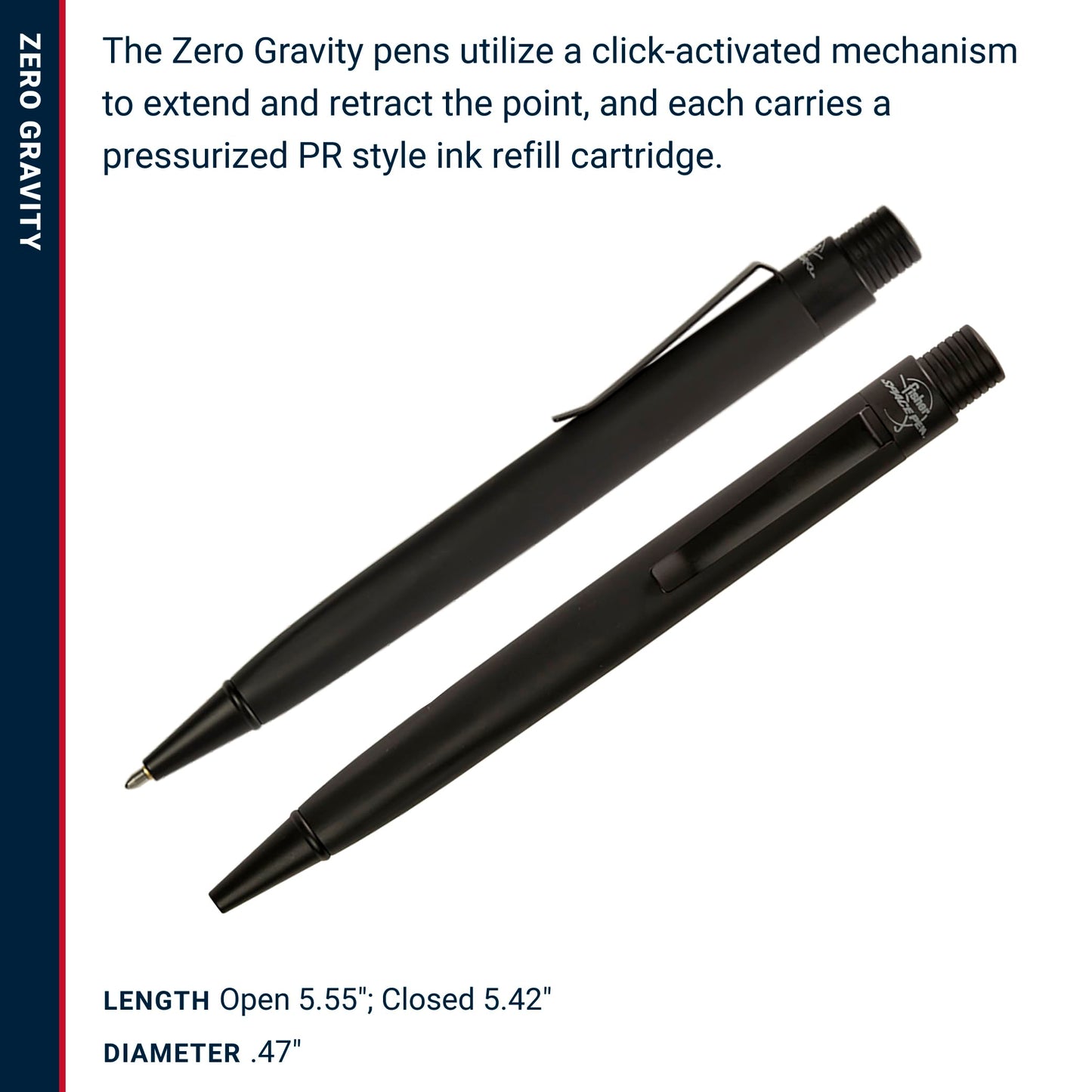 Fisher Space Pen Matte Black Rubber Finish Zero-Gravity Pen, Pressurized Ballpoint Pen, Writes Upside Down and in Extreme Temperatures, Smooth Black Ink, Medium Point, Gift Box