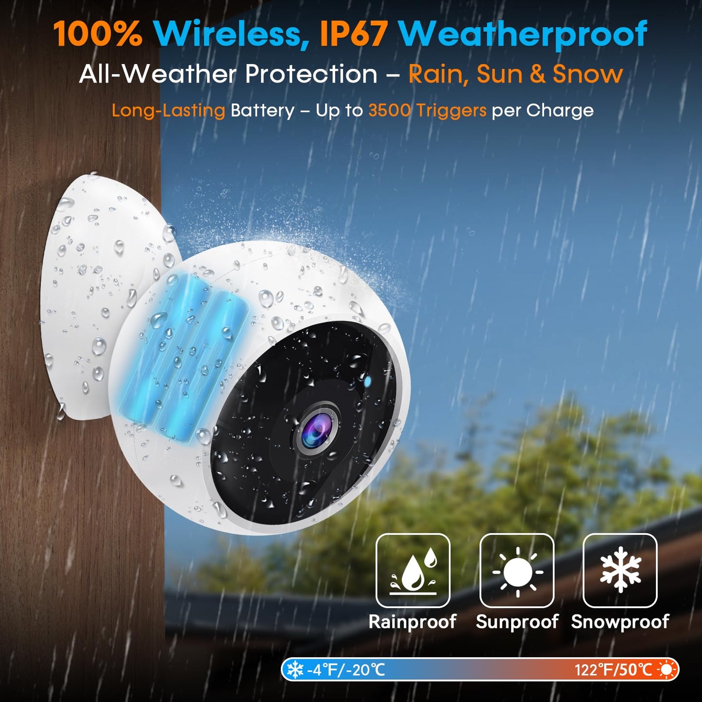 AMTIFO Security Cameras Wireless Outdoor Magnetic: Install-Free Smart Indoor 2K WiFi - Long Battery Life Powered Wireless Cameras for Home Security with AI Motion Detection
