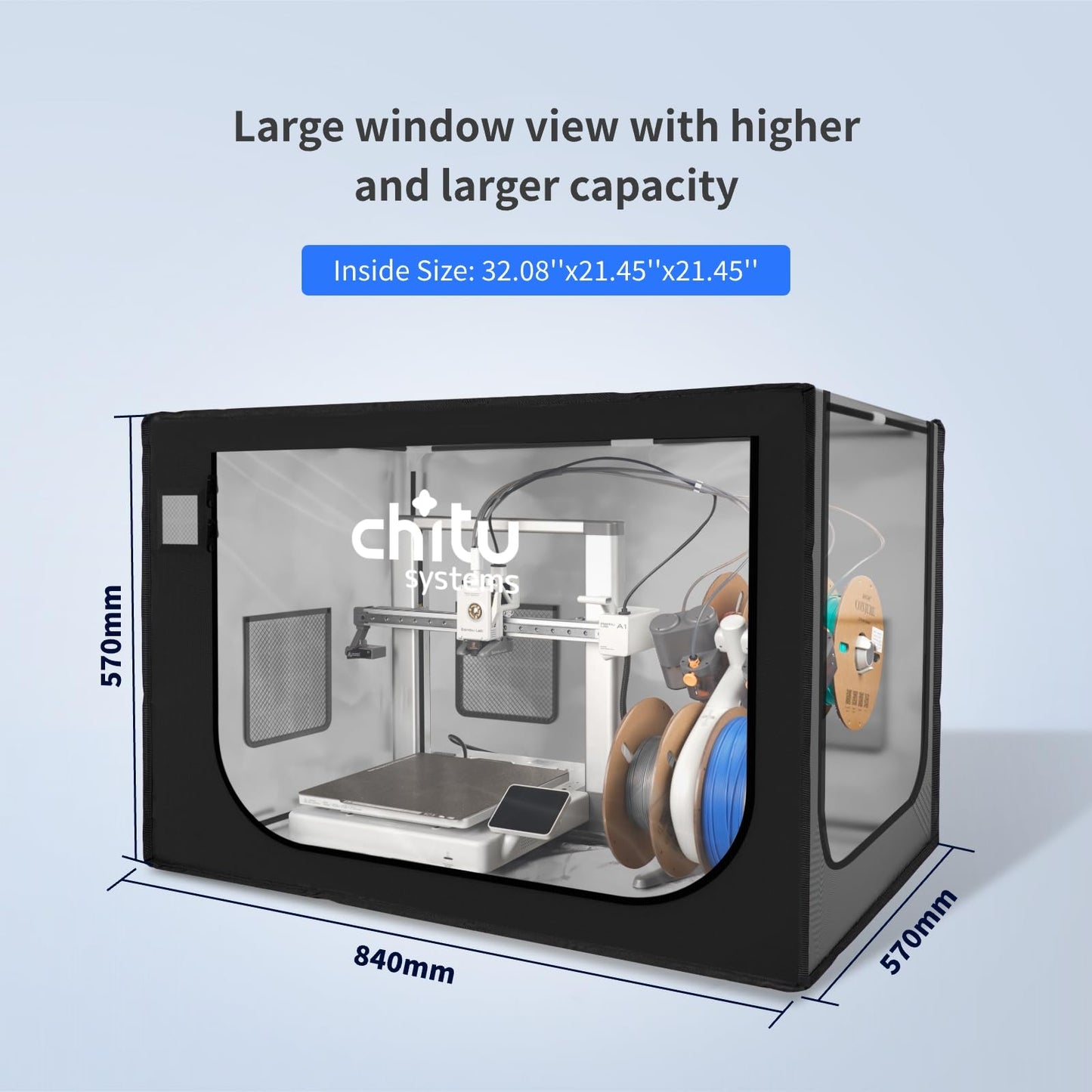 3D Printer Enclosure for Bambu Lab A1 Combo/A1 Mini Combo with AMS Lite,840X570X570mm Enclosure Large Size Fireproof Dustproof Tent Constant Temperature Protective Cover