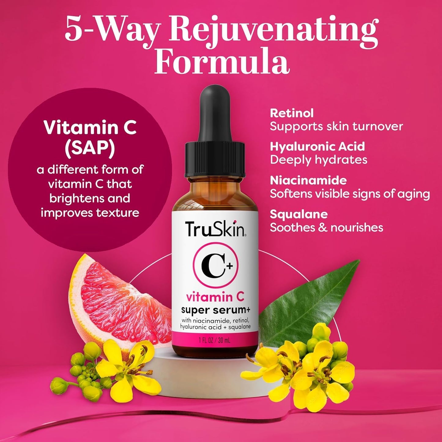 TruSkin Super C Duo with Vitamin C Plus Super Serum 1 fl oz & Vitamin C Brightening Moisturizer 2 fl oz – Anti Aging Skin Care Gift Set for Bright, Smooth, Firmer-Looking Skin
