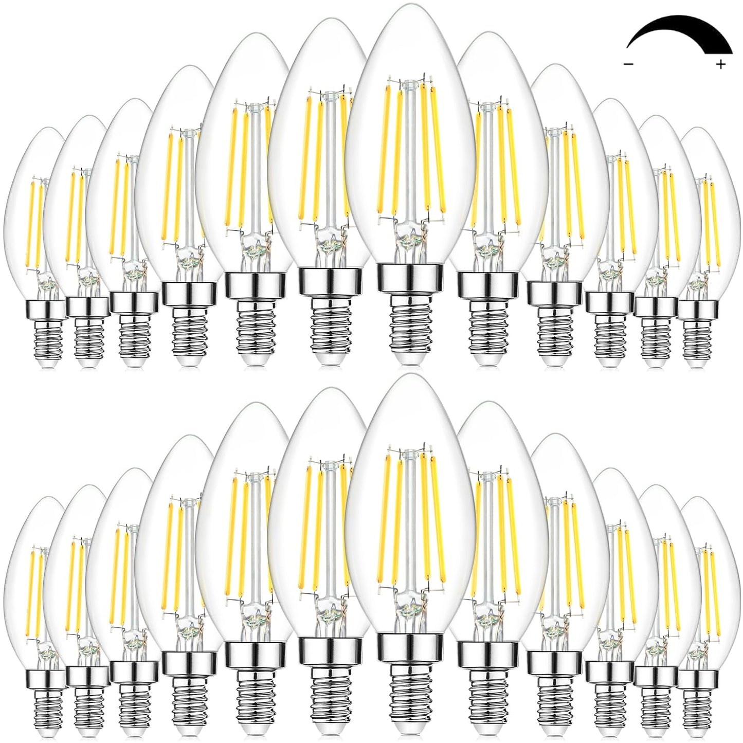 24-Pack Dimmable E12 LED Candelabra Bulbs 60W Equivalent, 5000K Daylight White, 600 Lumens B11 Candle Base 6W C35 LED Filament Vintage Light Bulbs, Clear Glass for Chandelier Ceiling Fan High CRI 90+