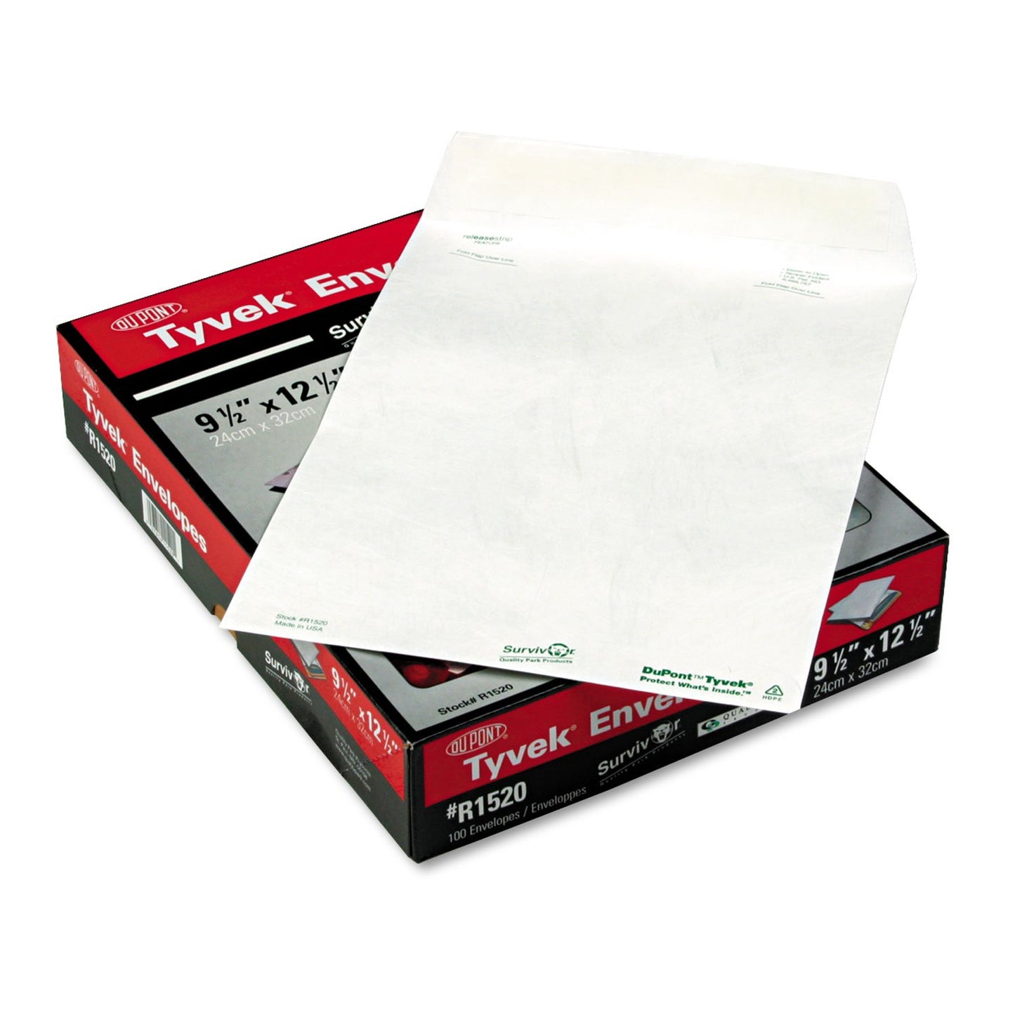 Quality Park Survivor R1520 Tyvek Mailer, 9 1/2 x 12 1/2, White (Box of 100)