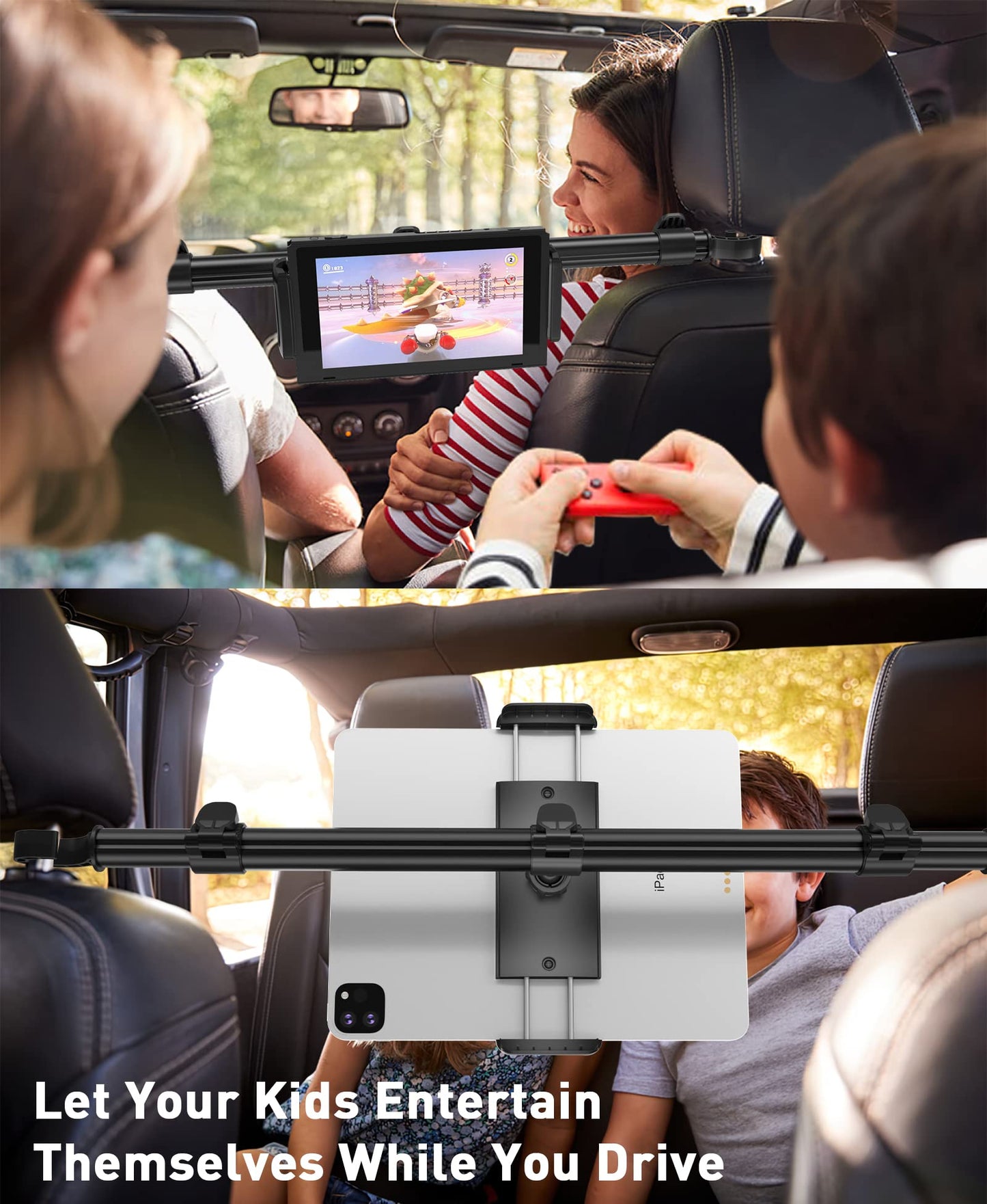 Car Tablet Holder Mount for iPad: Headrest Tablet Stand for Car Back Seat Compatible with iPad Pro Air Mini | Galaxy Tab | Kindle Fire HD | Switch OLED or Other 4.7-13" Devices