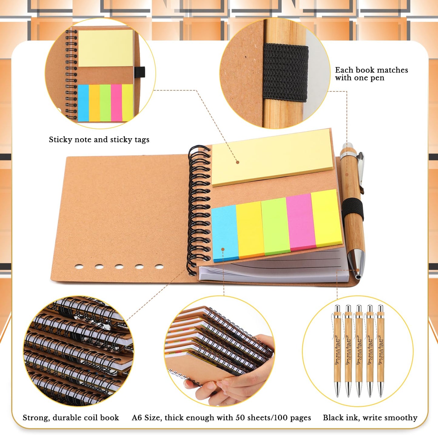 Jetec 25 Sets CNA Week Gifts Bulk 2026 Employee Appreciation Gift Inspirational Notebook with Motivational Pen and Sticky Notepad Thank You Gifts for Nurses Coworkers Groups Teachers (Team)