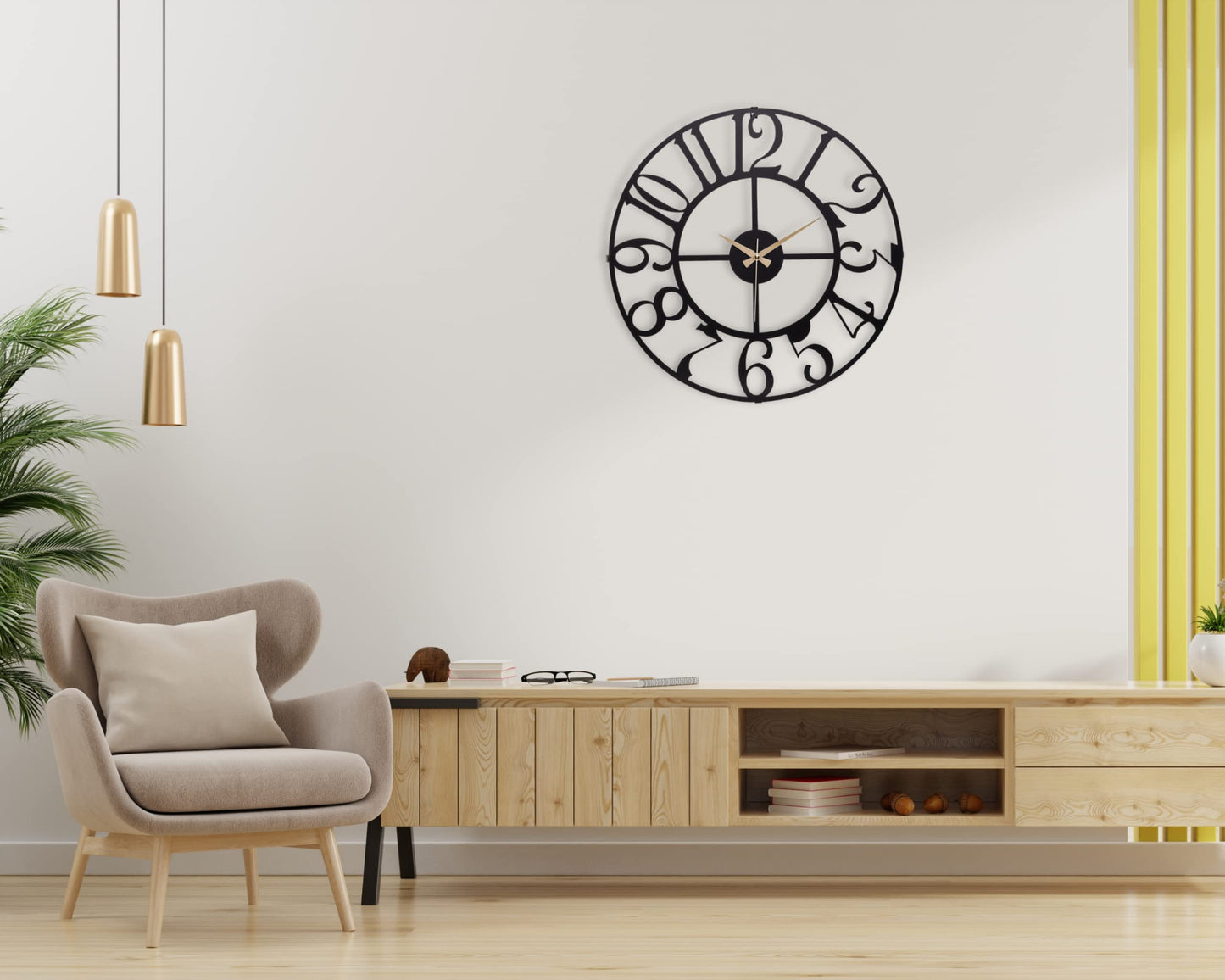 muyika Large Metal Wall Clock | 20 inch Size Silent Battery Operated Large Size Analog Black Wall Clocks | Modern Wall Decor for Living Room Bedroom Kitchen Home Office
