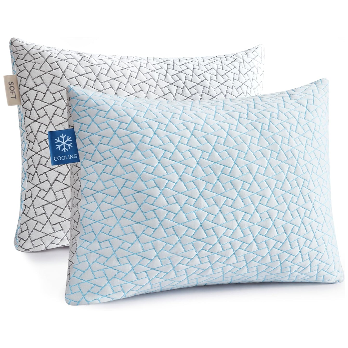 Alkyonos Cooling Pillow for Sleeping：Adjustable Shredded Memory Foam Bed Pillow,King Size Set of 2 with Ice Cover, Breathable & Supportive for Side, Back and Stomach Sleepers