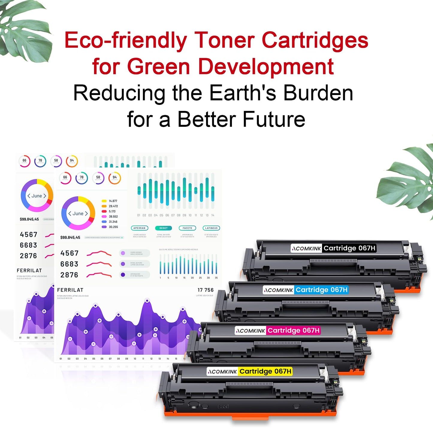 Cartridge 067H CRG067H Toner Cartridge Set 4 Pack Replacement for Canon 067H Color imageCLASS MF656Cdw LBP633Cdw LBP632Cdw MF653Cdw MF654Cdw Printer Ink (1BK /1C/1M/1Y)