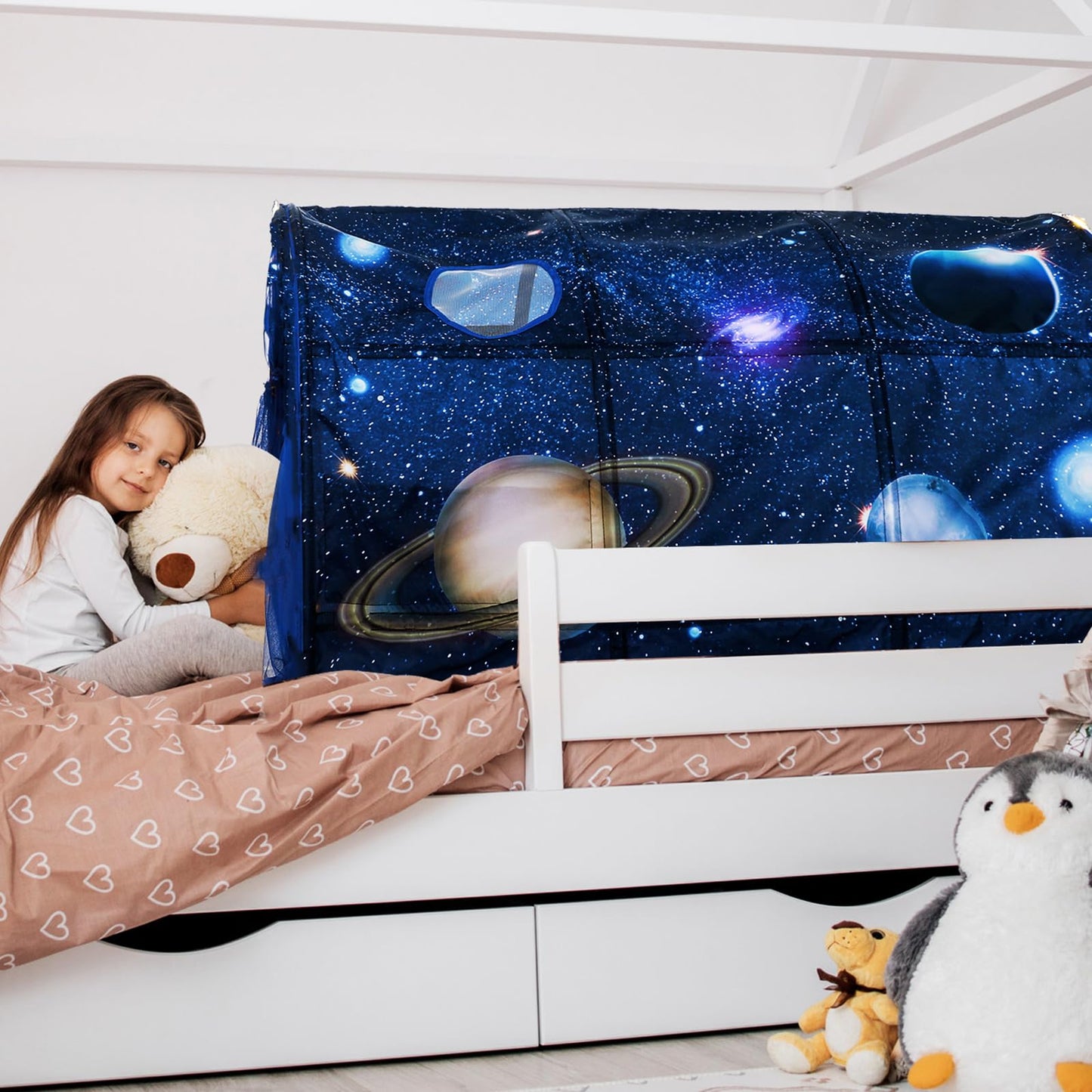 Wowangce Galaxy Bed Tent for Kids Large Kids Twin Tent Toddler Play Bed with Carry Bag Foldable for Girls Boys Bedroom Indoor Games