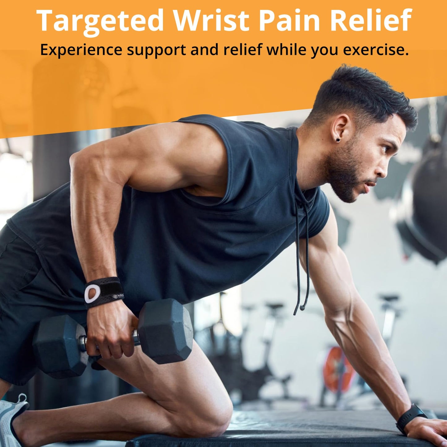 BULLSEYE Wrist Band with Silicone Ring for Pinky and Ulnar Sided Pain, and DRUJ Instability - Repetitive Use Injury & Stabilizer for TFCC Tear Recovery - Size S/M