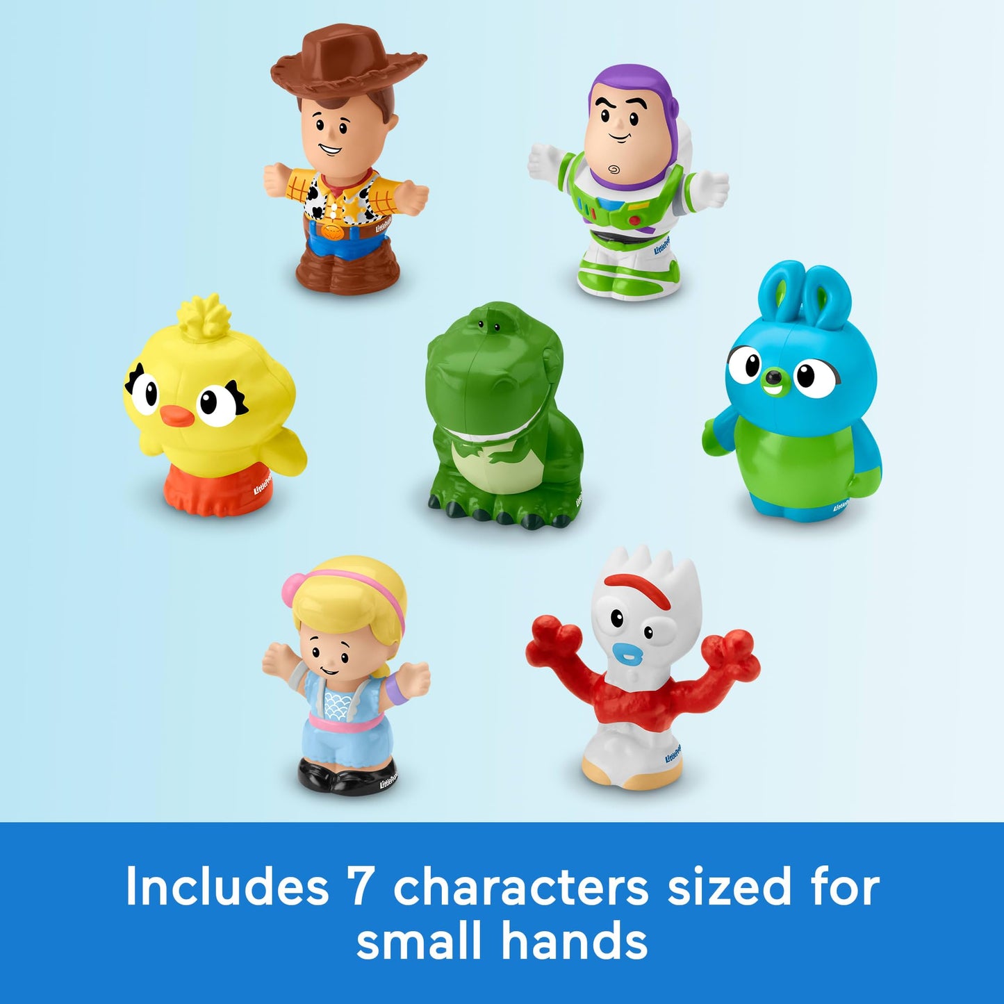 Fisher-Price Little People Toddler Toy Disney Toy Story 7 Friends Figure Set with Woody & Buzz Lightyear for Pretend Play Ages 18+ Months