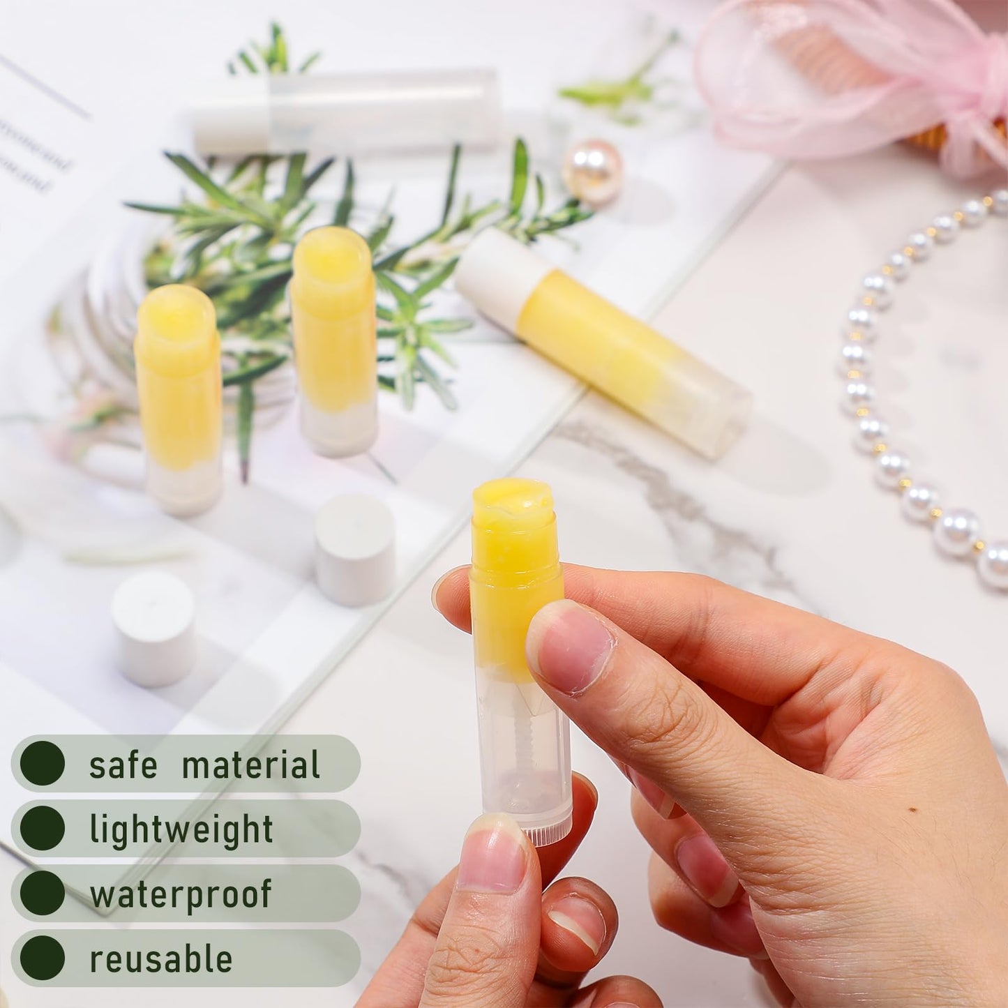 Nuanchu 500 Pcs 0.19 oz/ 5.5 ml Empty Lip Balm Tubes Round PVC Lip Gloss Tubes with Caps Lightweight Clear Lip Balm Containers Refillable Lip Balm Tubes Lipstick Tubes for Homemade DIY