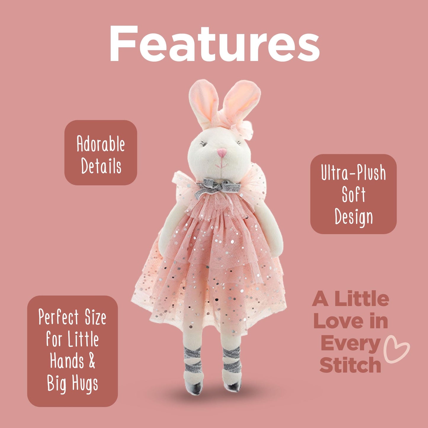 Stephen Joseph Super Soft Plush Dolls Large, Bunny 4 inch