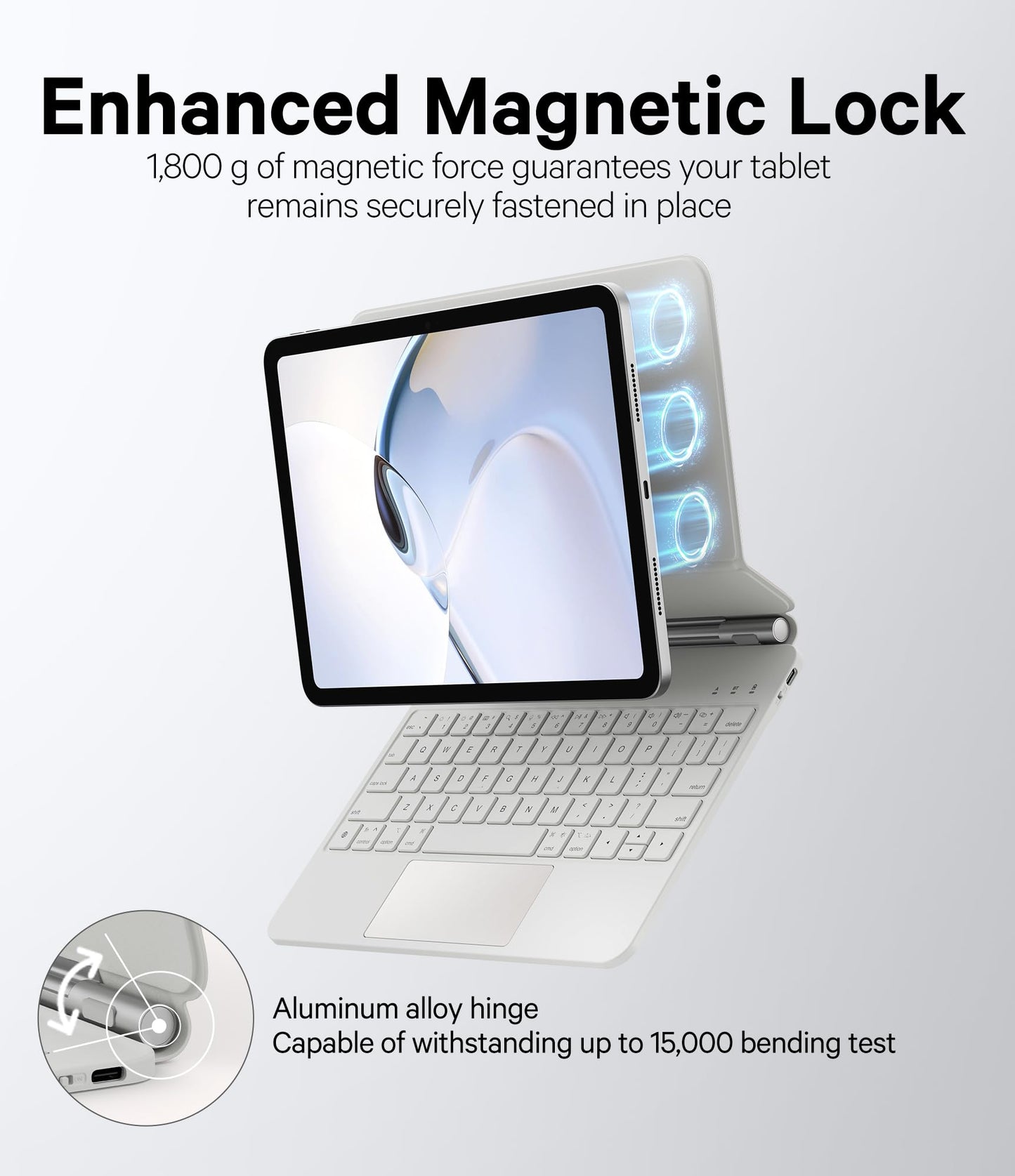 GreenLaw for iPad 10th Generation Case with Keyboard, Magic-Style Keyboard Stand, 7 Color Backlit, Stain-Resistant Surface, Multi-Touch Trackpad, for iPad 10th Generation Keyboard 10.9" 2022, White