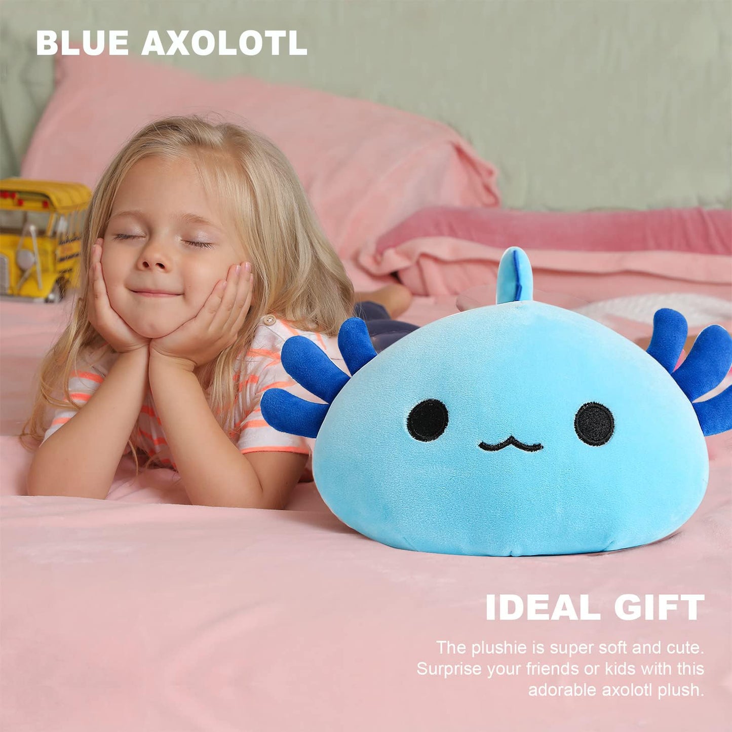 Onsoyours Cute Axolotl Plushie, Soft Stuffed Animal Salamander Plush Pillow, Kawaii Plush Toy for Kids (Blue Axolotl A, 19''), Cat, Axolotl