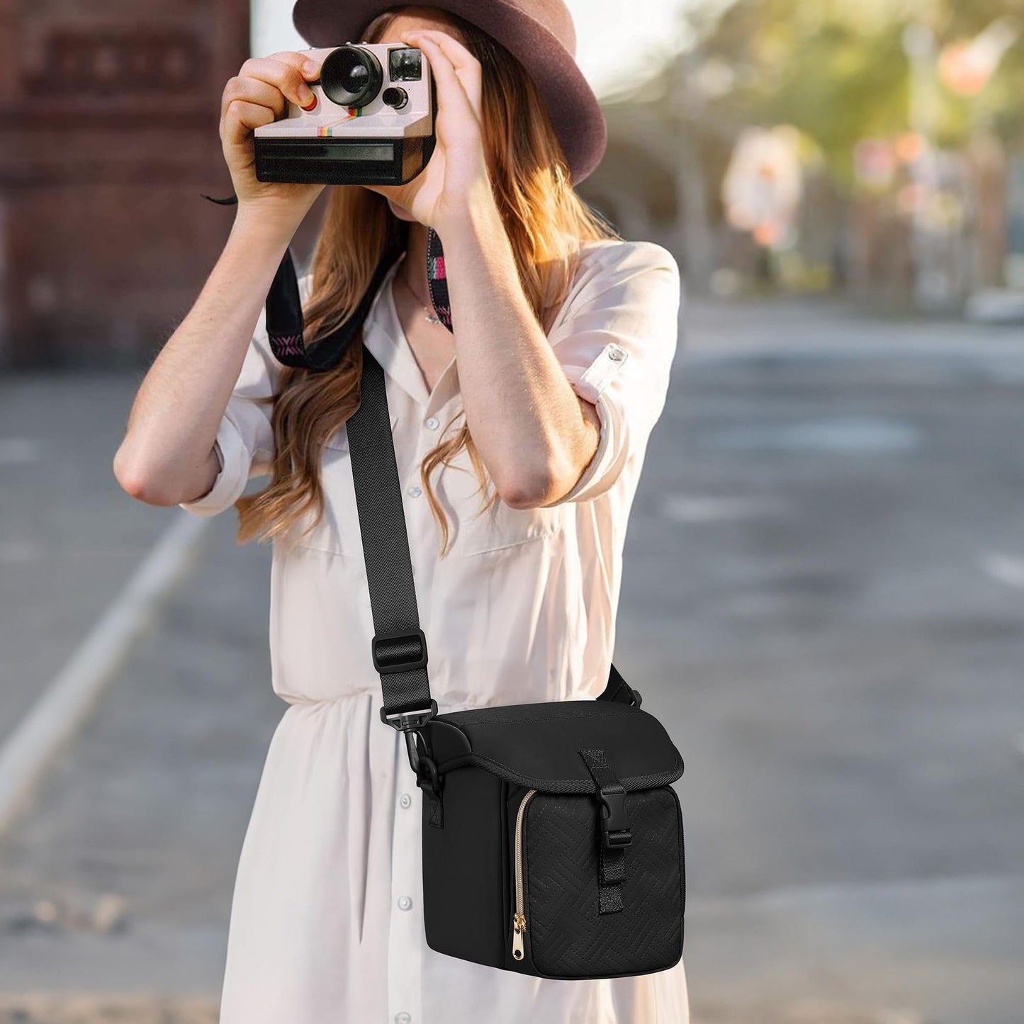 Prokva Camera Sling Bag Compatible with Polaroid Now 2nd Generation I-Type, Now+ 2nd Gen I-Type, Now, Now+, OneStep Instant Camera, Camera Crossbody Bag with Adjustable Strap, Black(Empty Bag)