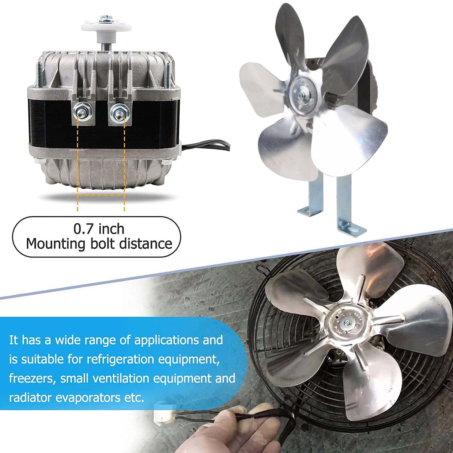 YZF18-25 Fan AC Motor 120V 18W 1.01A 60Hz Shaded Pole Condenser Motor Replace YZF10-20 YZF6-13 W0301905 for Refrigeration Equipment Radiator Evaporator Freezer, Small Ventilation Equipment 1550rpm