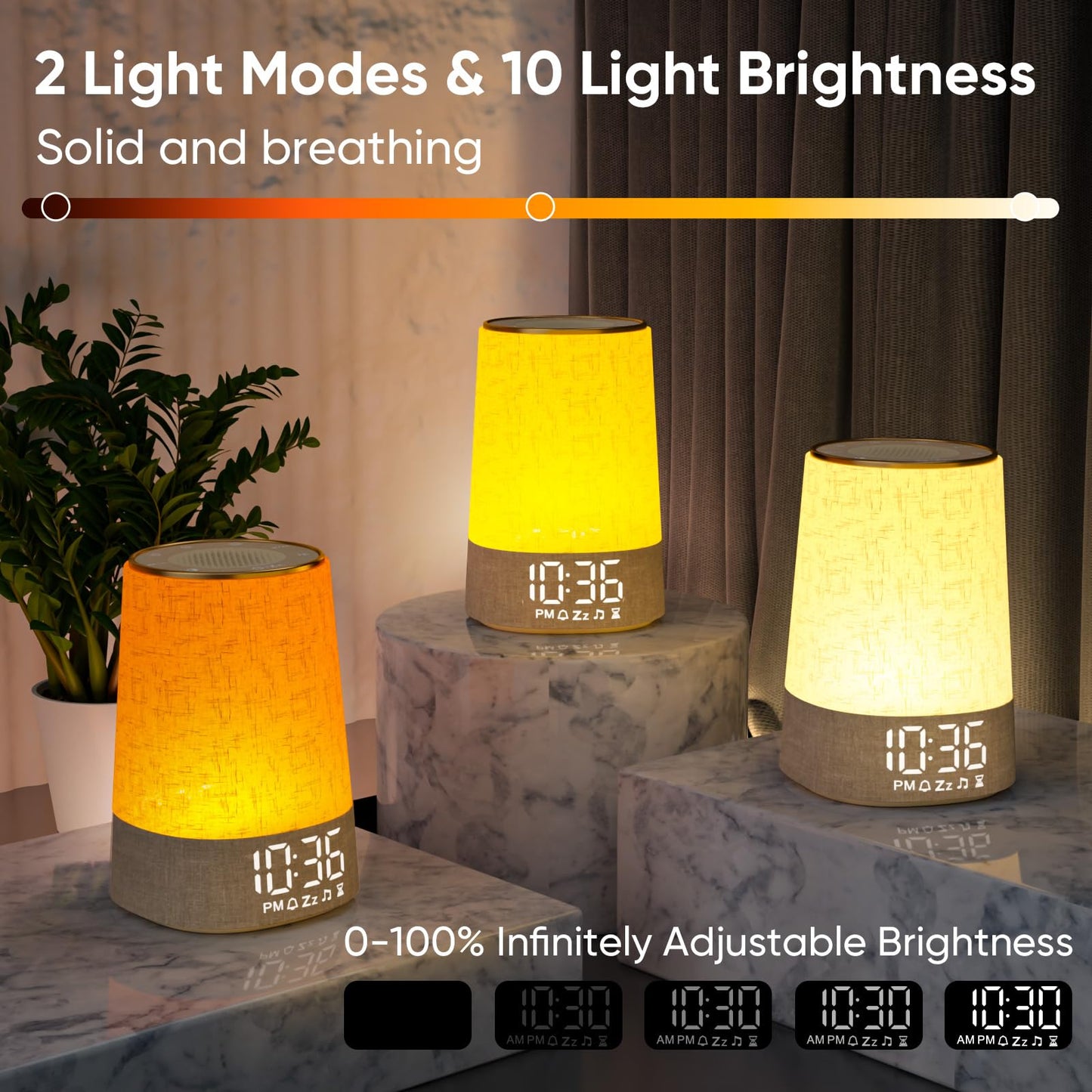 AFEXOA Sunrise Alarm Clock with Wake Up Light, White Noise Machine with 30 Soothing Sounds, Dimmable Display, Night Light for Bedroom, Heavy Sleepers, Adults & Kids