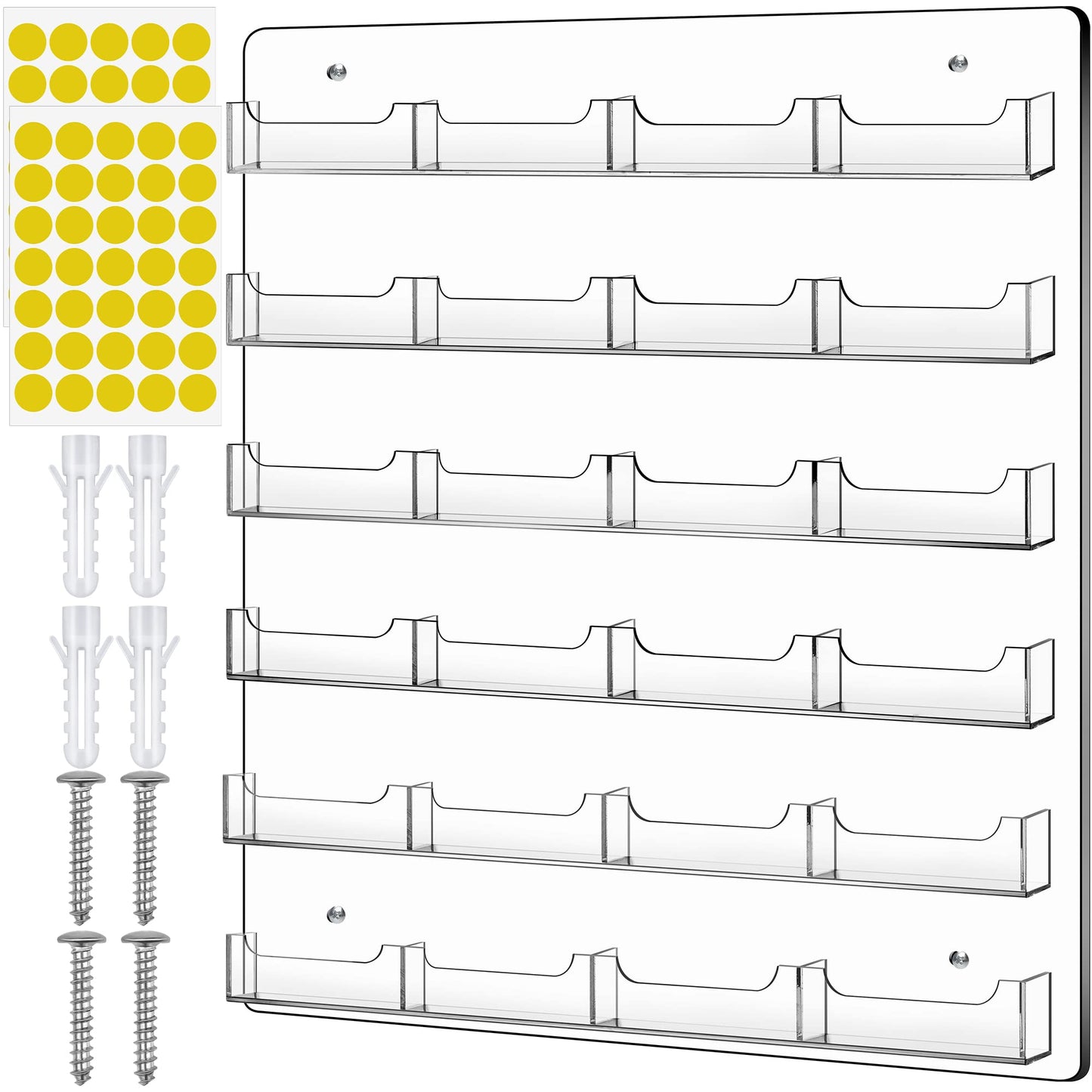 TURSTIN Business Card Holder Wall Mount Clear Sticker Display Marketing Holder Acrylic Business Card Stand Multi Pocket Rack Organizer Space Saver for Home Office (24 Pockets)