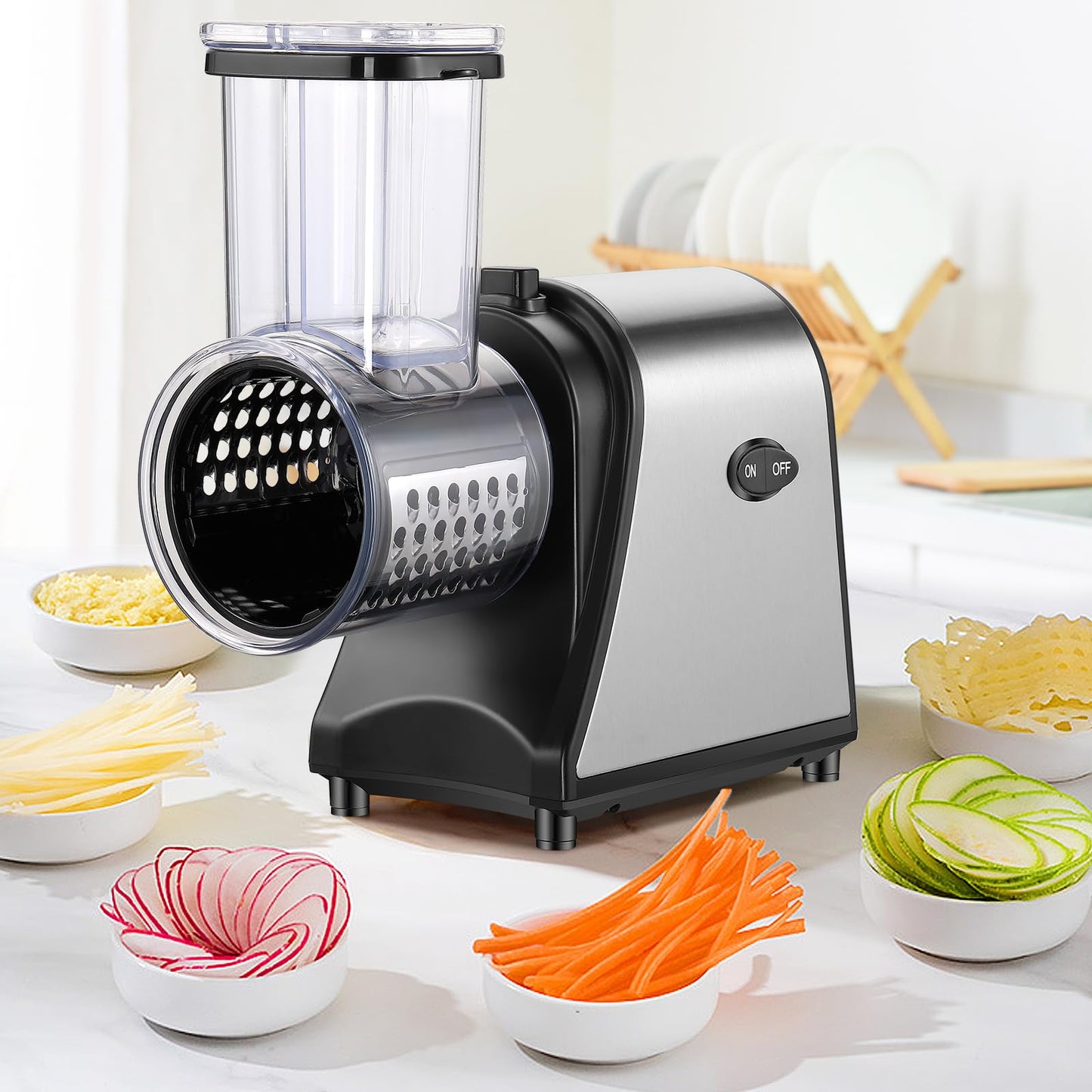 250W Electric Cheese Grater, Salad Maker for Home Kitchen Use, Cheese Grater Electric for Cheeses, Fruits, and Vegetables