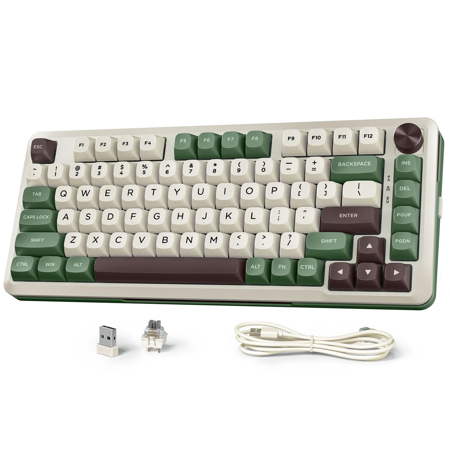Redragon K681 Pro Wireless Mechanical Keyboard, Gasket Mounted RGB Gaming Keyboard with Volume Knob, MDA-Profile, Pre-Lubed Linear Switches, 81 Keys 75％ Tri-Mode Hot Swappable for PC/Xbox/PS (Matcha)