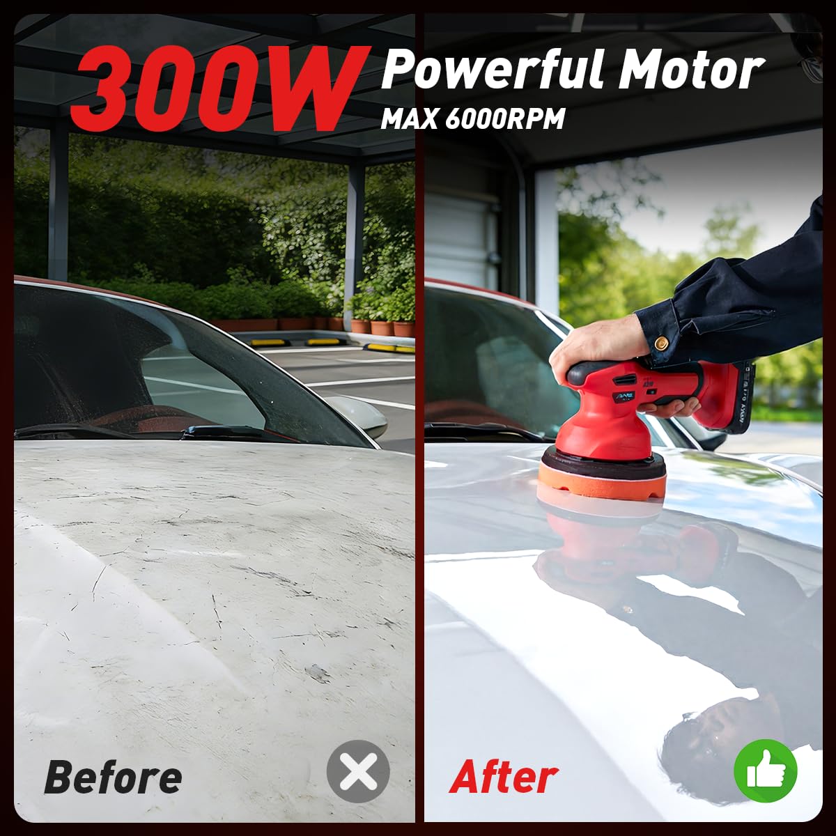 Avhrit Cordless Car Buffer Polisher kit w/ 2x2000mAh 21V Batteries, 6 Inch Car buffer Waxer Kit w/ 6 Variable Speed & Extra 10 PCS Attachments, Polisher for Car Detailing,Boat Sanding,Scratch Removing
