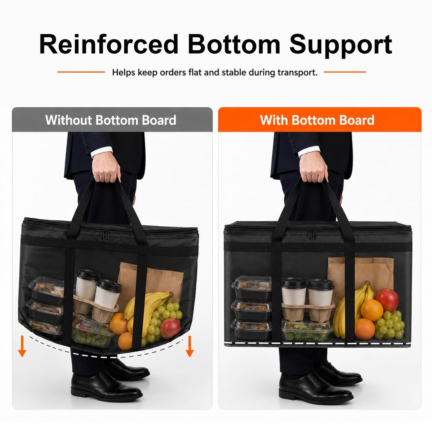 Cooler Insulated Food Delivery Bag & Drink Carrier with Hard Bottom, XXX-Large Pizza Bags for Commercial Food Delivery, Grocery Catering Travel Thermal Frozen Carrier, Cold Warmer Accessories