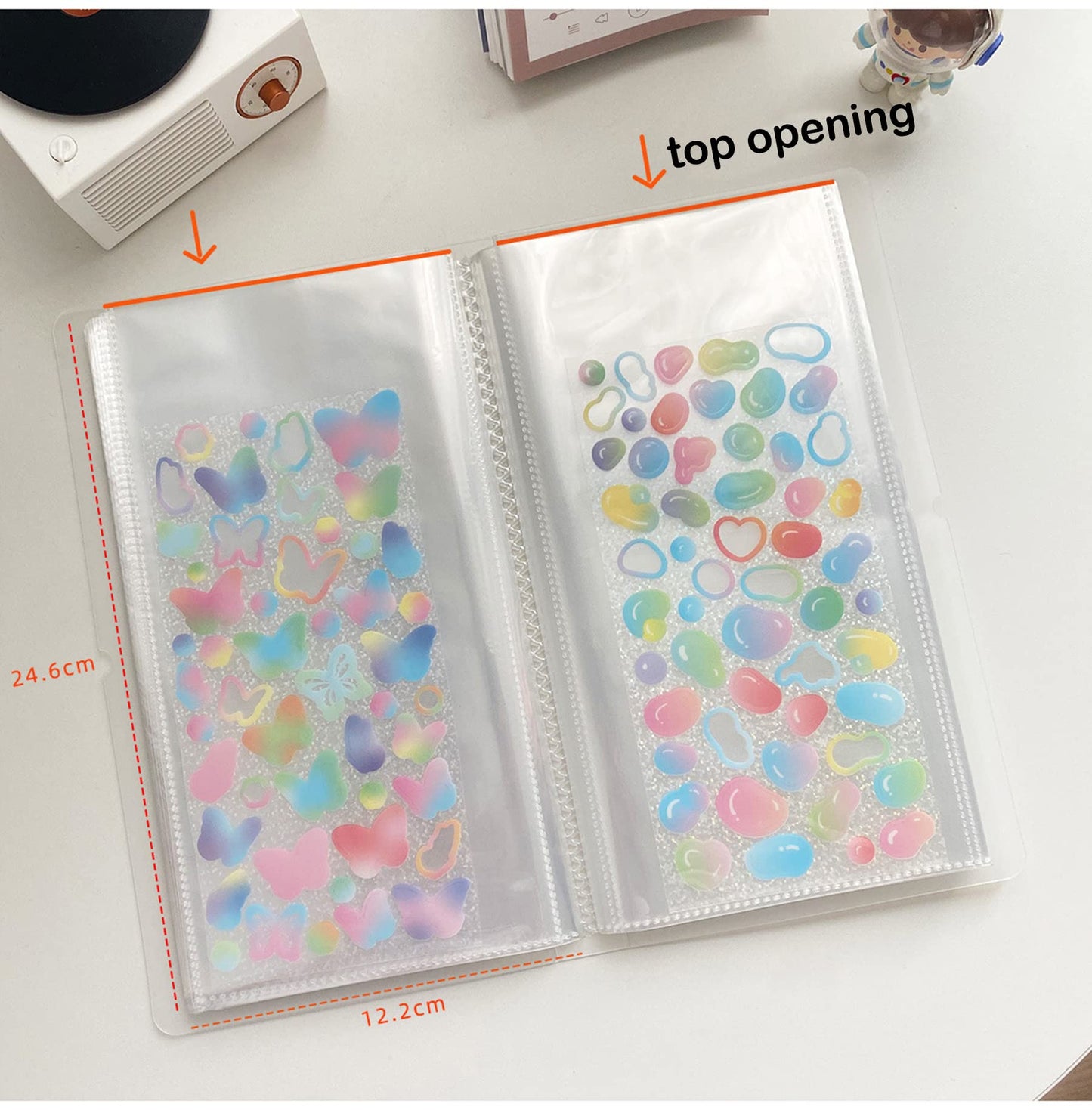 YOAVIP 4.8 x 9.6 Large Clear Storage Book for Planner Scrapbook Stickers Organizer Binder 50 Page (4 Pack)