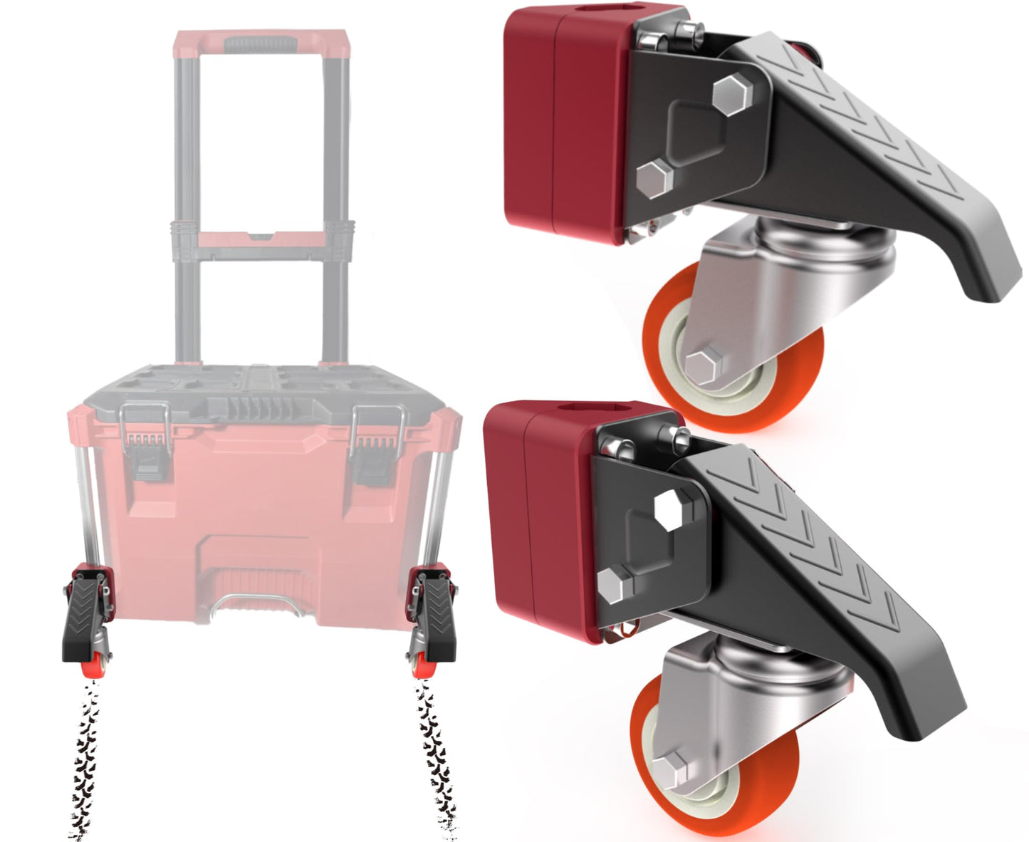 VIWOOP Front Wheels Upgrade Kit for Milwaukee Packout System - Easy Rolling Dolly Conversion.Accessories for Milwaukee Packout Rolling Tool Box.