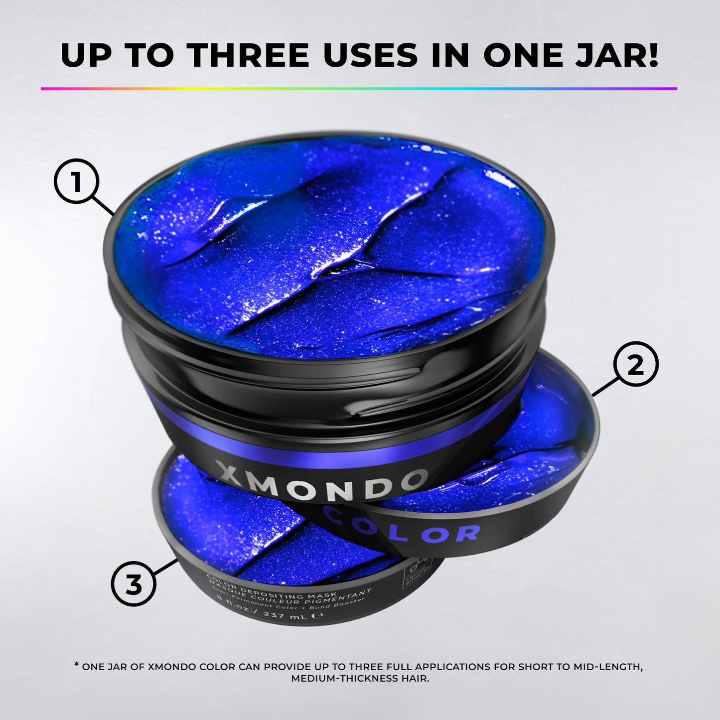 XMONDO Color Super Blue Depositing Mask & Semi-Permanent Blue Hair Dye | Infused with Bond Booster Technology & Hyaluronic Acid for Nourishment, Revitalization & Repair, Vegan Formula, 8 Fl Oz 1-Pack