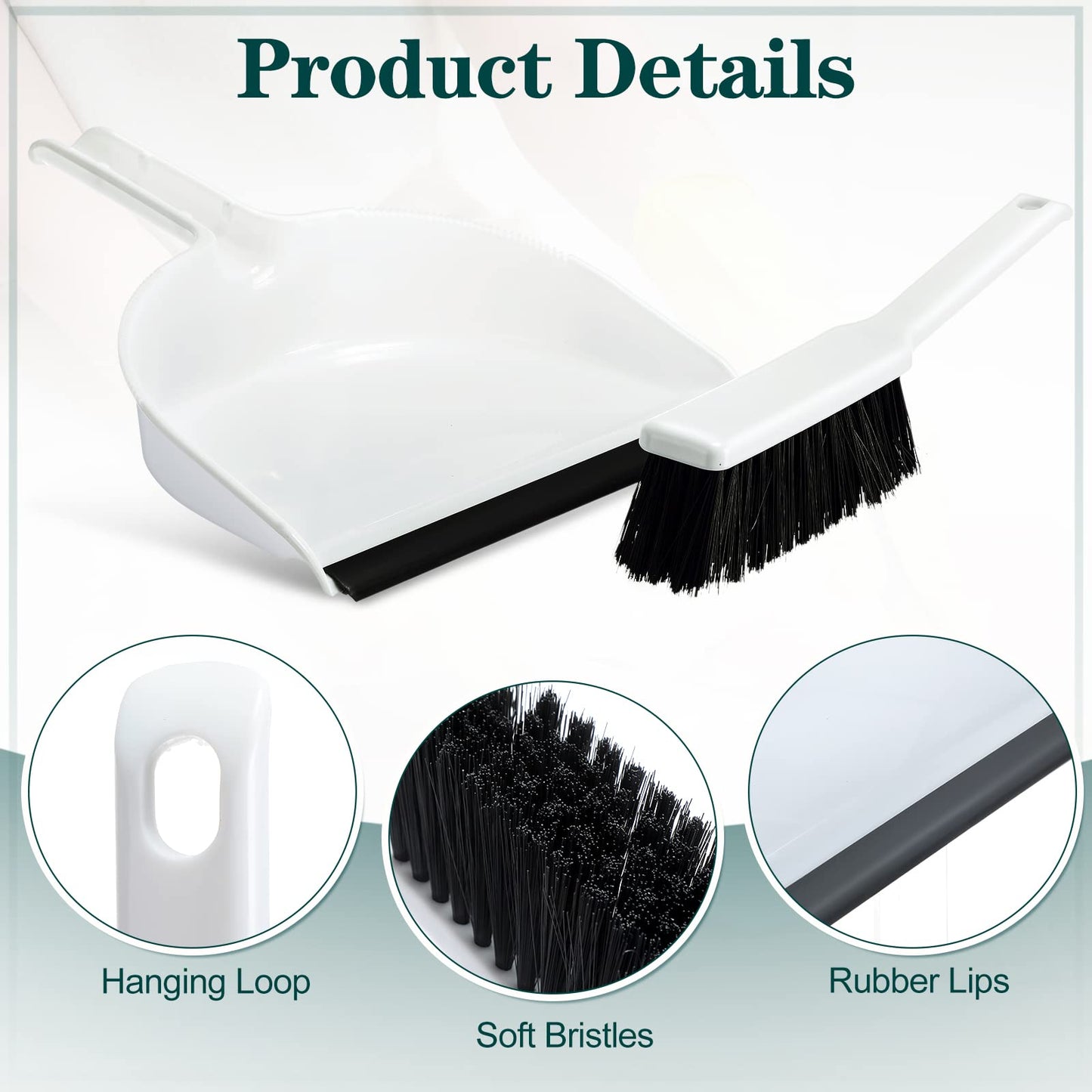 Zubebe 12 Pcs Mini Dustpan and Brush Set, Small Broom and Dustpan Set Small Cleaning Brush Portable Hand Broom Set for Home Office Kitchen Table Desktop Floor Cleaning Supplies