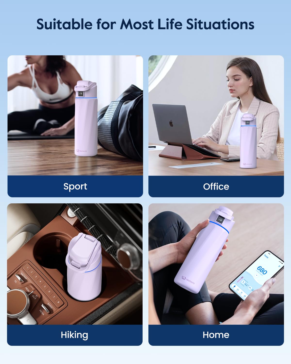 BOOST Smart Water Bottle with Reminder & Tracker, Double Wall Vacuum Insulated Bottles Stainless Steel, 32oz BPA-Free Wide Mouth for School, Gym, Office, Ideal for Father's Day