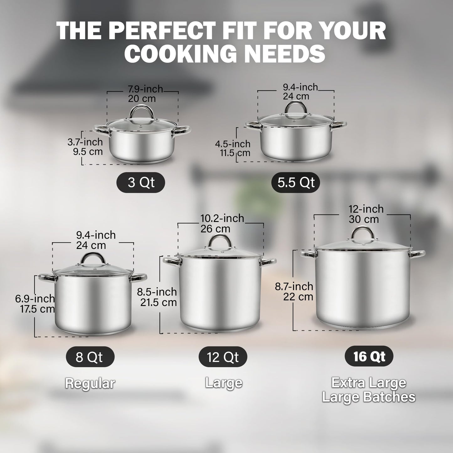 Cook N Home Basics 3 Quart Stainless Steel Stock Pot with Lid, Cooking Pot for Pasta, Soup, Sturdy Handle, Stockpot with Even Heating, Oven & Dishwasher Safe, Cookware for Canning, Boiling, Simmer
