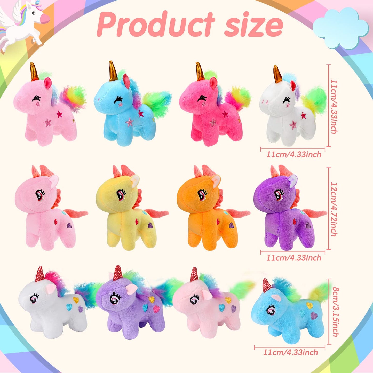 24 Pcs Mini Plush Unicorn Stuffed Animals Unicorn Party Favors Bulk Toys DIY Plush Keychain Small Stuffed Animal for Basket Stuffers Classroom Birthday Wedding Party Gift