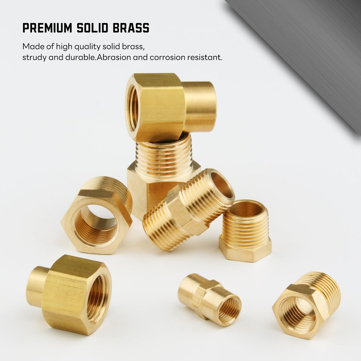 KOOTANS 66pcs Brass Pipe Fittings Assortment NPT Adapter Fitting, Reducer Bushing, Hex Nipple, Reducing Hex Coupling, Pipe Head Brass Plug Kit