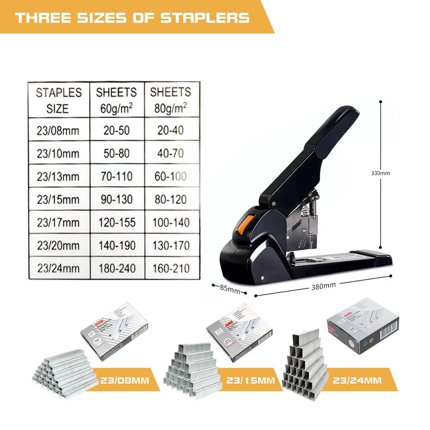 ZFYOUNG Labor-Saving Heavy Duty Stapler,240 Sheets High Capacity, Large Office Stapler,Large Industrial Stapler,3000 Staples Included,Easy to Bind.