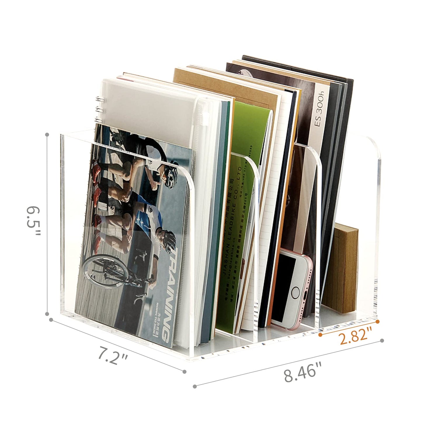Magazine Holder, Clear Acrylic Magazine Rack, File Organizer for Office Desk, Book Organizer,-One-Piece-3 Vertical spaces,1 pack (B5)……