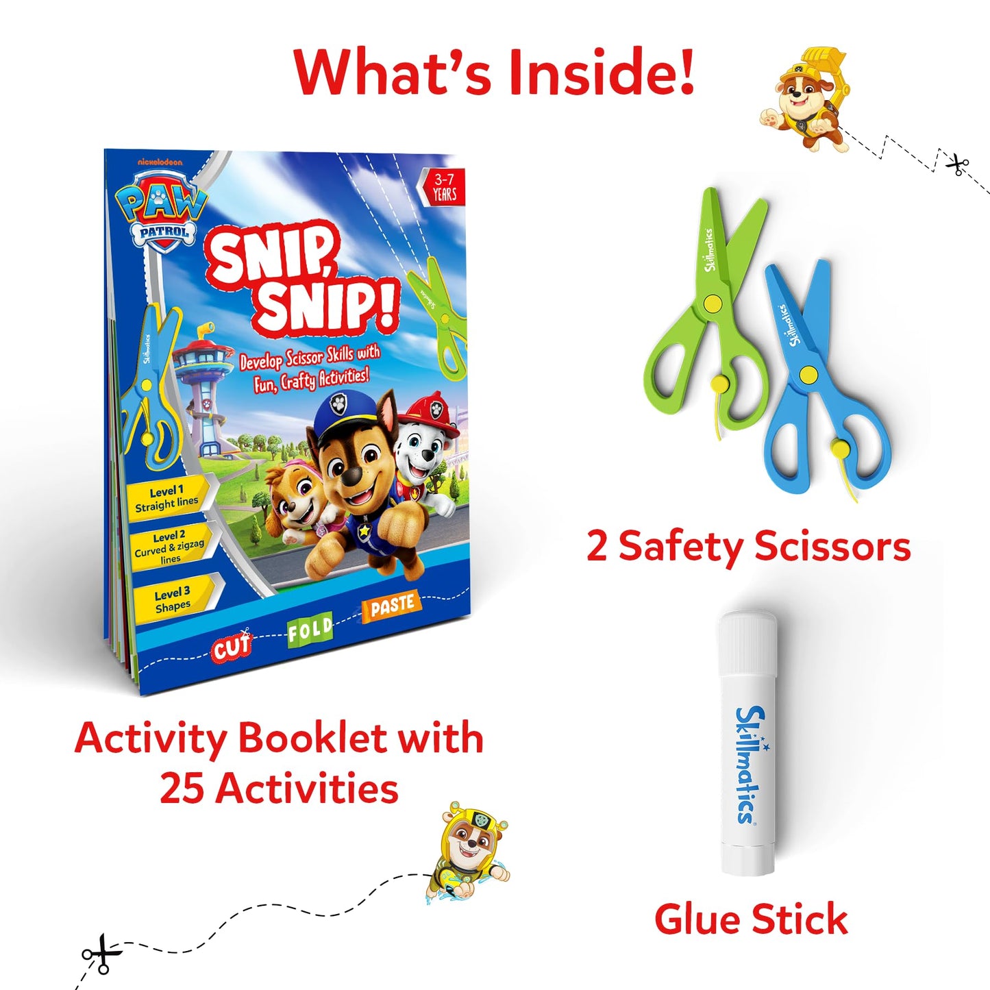 Skillmatics - Scissor Activity Book - Snip Snip PAW Patrol, 25 Fun Cutting Activities & Creative Activities for Preschoolers, Fine Motor Skills, Craft Kit