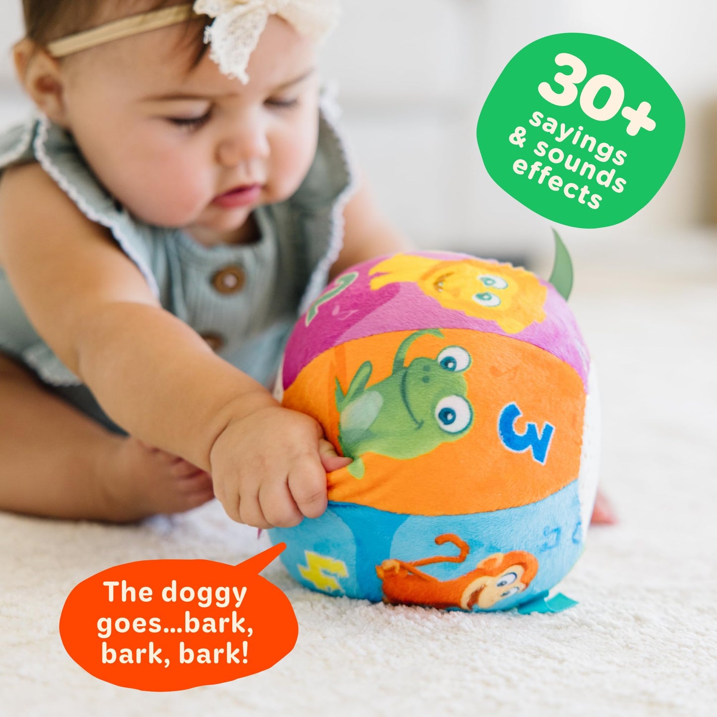 Move2Play, Hilariously Interactive Talkin Sportz Balls with Music & Sound Effects | 1st Birthday Gift | Toddler Toy for Boys & Girls | Age 6, 9, 12+ month | 1, 2, Year's Old (Baby Ball)