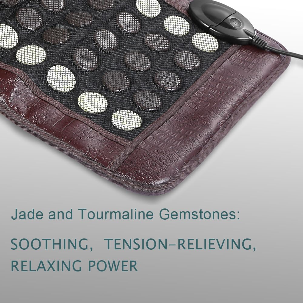 XUYU Far Infrared Heating Pad for Lower Back Shoulders-Jade and Tourmaline Gemstones - Negative Ions,Low EMF（2025 Upgraded）