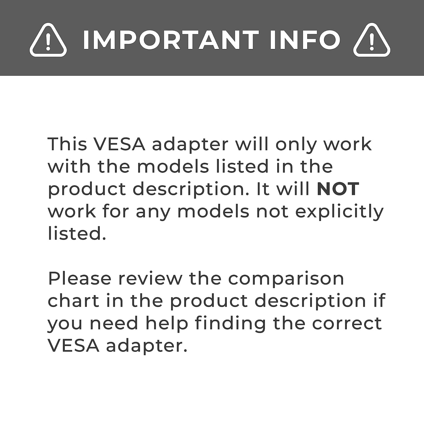 HumanCentric VESA Mount Adapter for Acer Monitor XG270HU, G247HYU, G277HU, R240HY Abmidx, Does not fit R240HY bidx, Works with 75x75 and 100x100mm Patterns, Hardware Included
