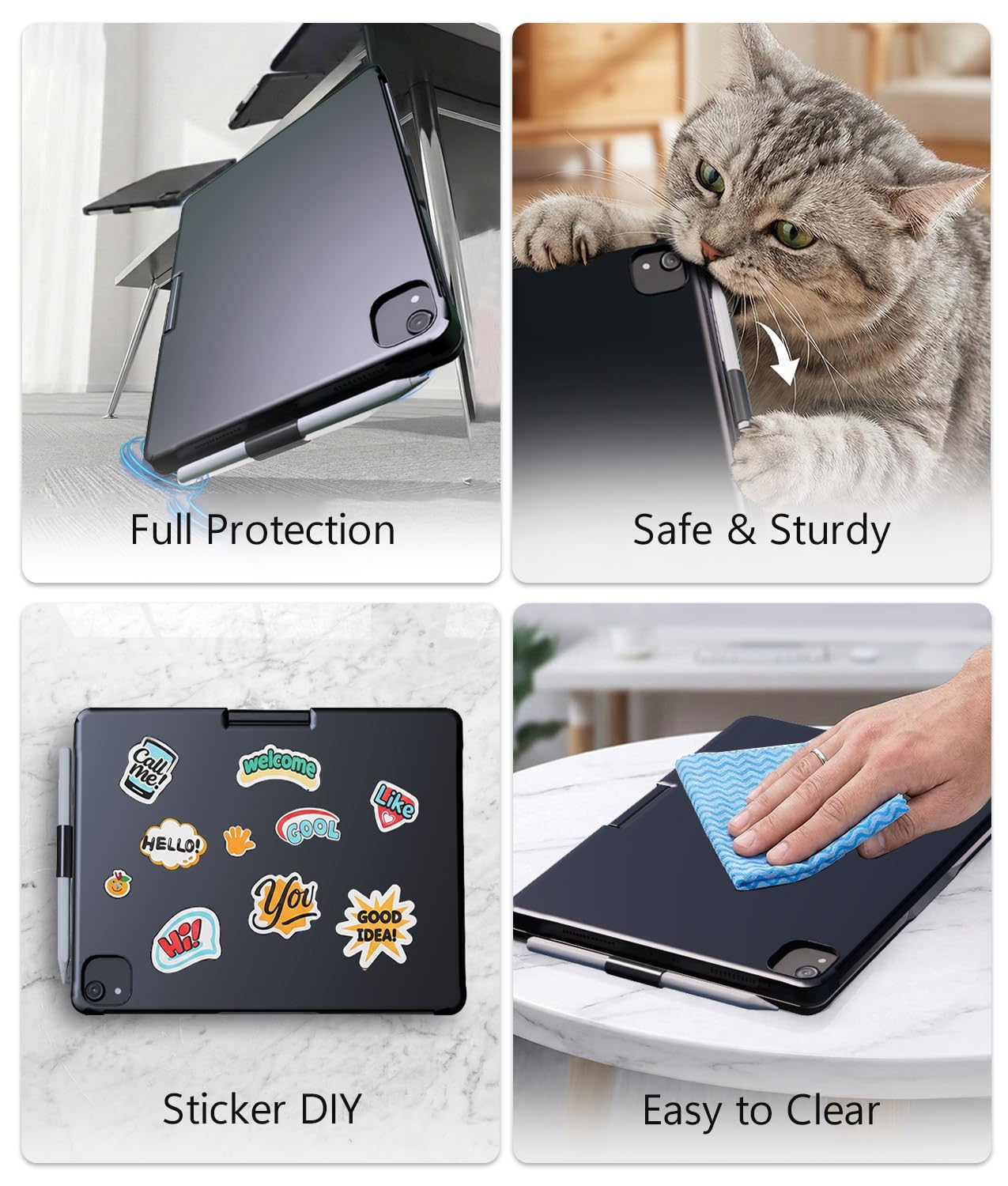 BABG TouchPad Keyboard Case for iPad 10th Generation&iPad 11th(A16,2025),iPad Air 11（M3,M2/iPad Pro 11 inch Keyboard&iPad Air 5th/Air 4th Keyboard, 360°Swivel,7 Use Modes,Rainbow Backlight- Black