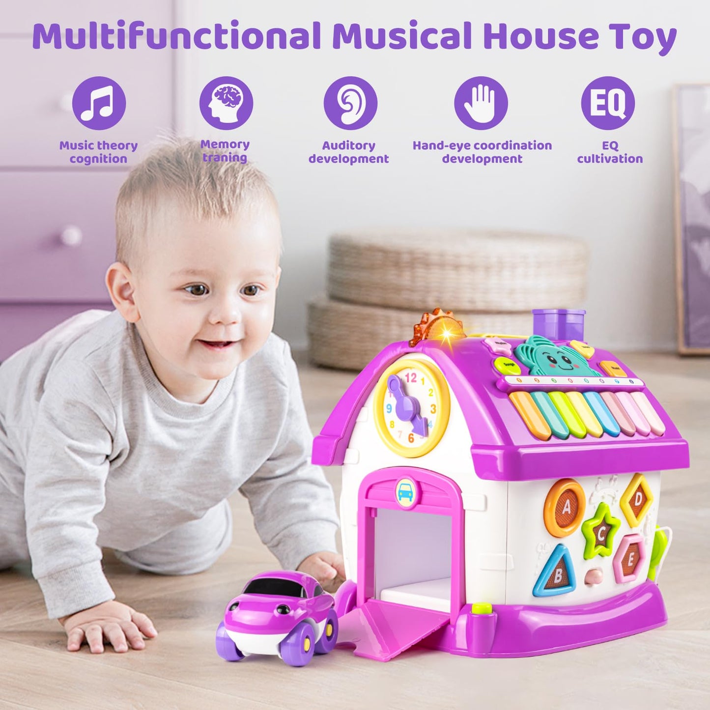 Marstone Montessori Toddler Toys for 1 Year Old Girl Gifts, 8 in 1 Multi-Functional Learning Baby Musical House for 1 2 3 Year Old Girl and Boy Birthday Gifts, Educational Baby Toys 6-12, 12-18 Months
