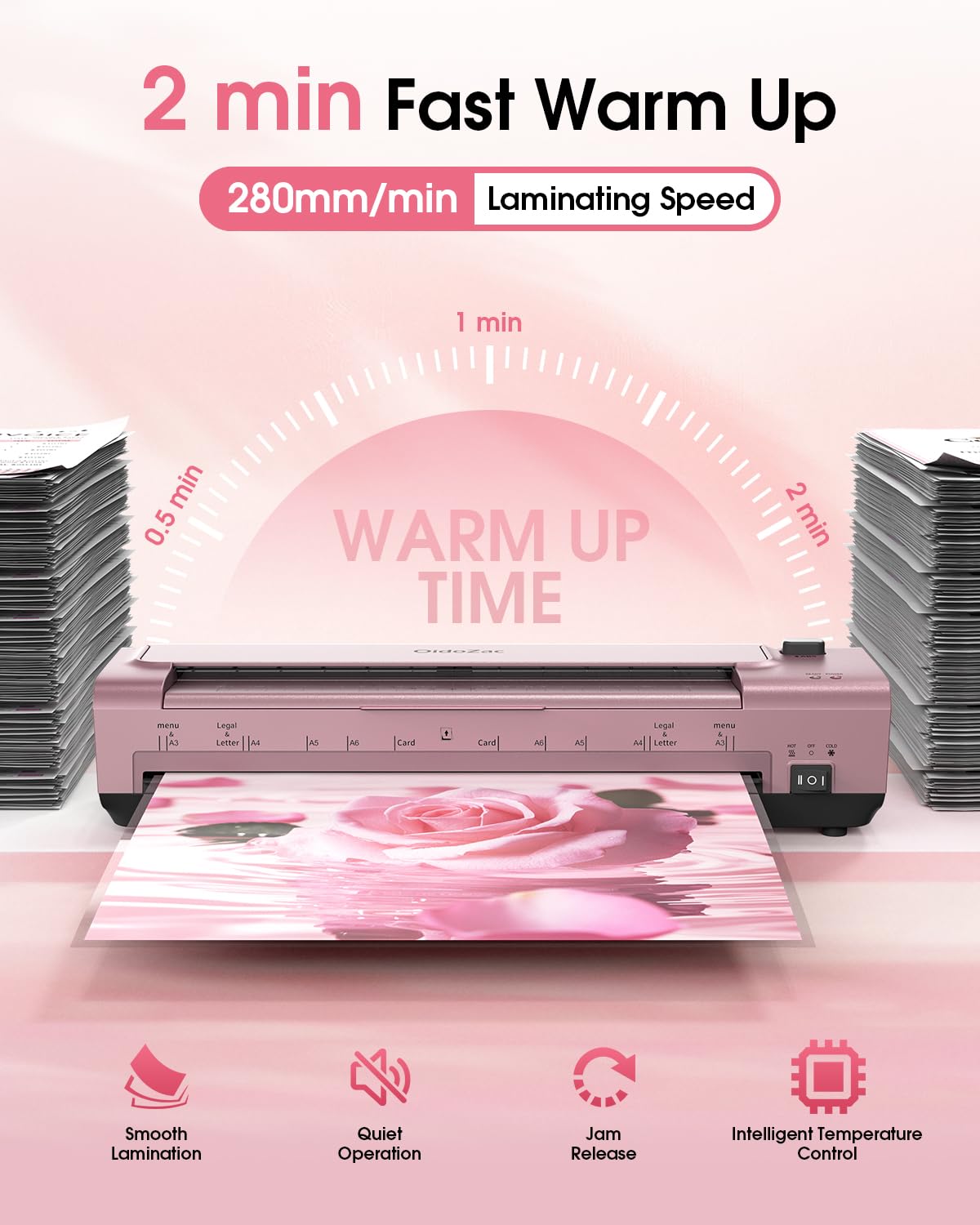 OidoZac 13 Inch Laminator Machine, A3 Personal Laminator Kit for Teachers with 20 Laminating Sheets, Hot Cold Thermal Lamination 11x17 with Anti-Bend Plate, ABS Anti-Jam & 20dB Quiet for Office School