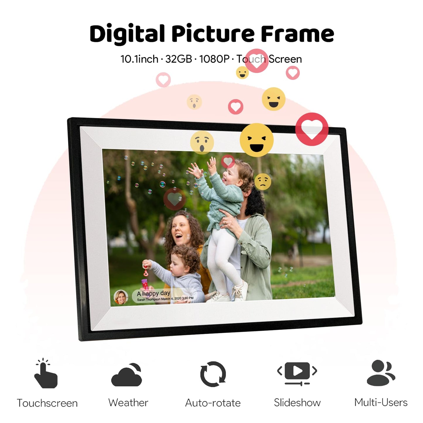 PIPI Vision 10.1 Inch WiFi Digital Picture Frame (32GB), Frameo App Ready, No Monthly Fee, IPS Touch Screen, Easy Setup, Instantly Share Photos & Videos for Grandparents